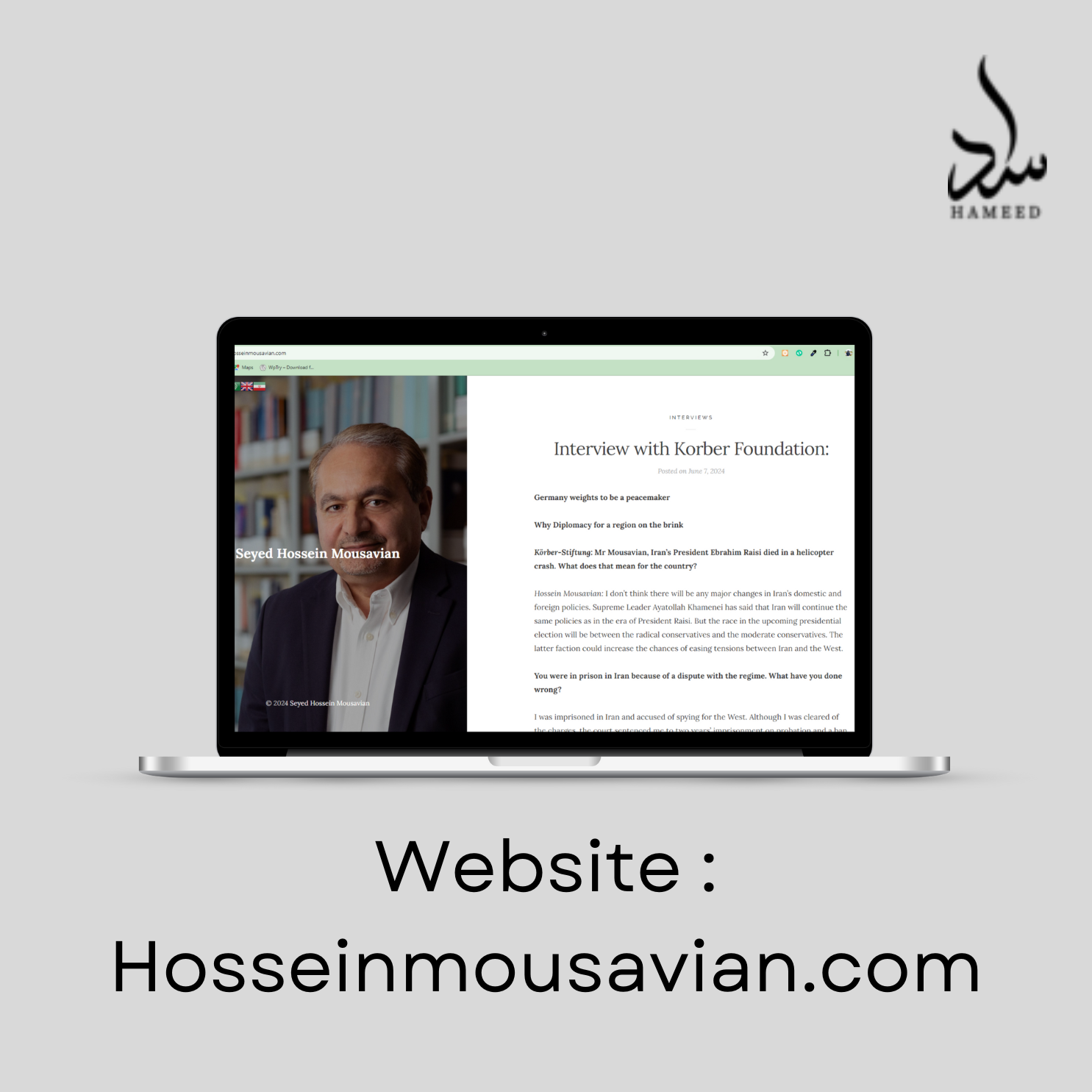 Hossein Mousavian website built by Asad Hameed