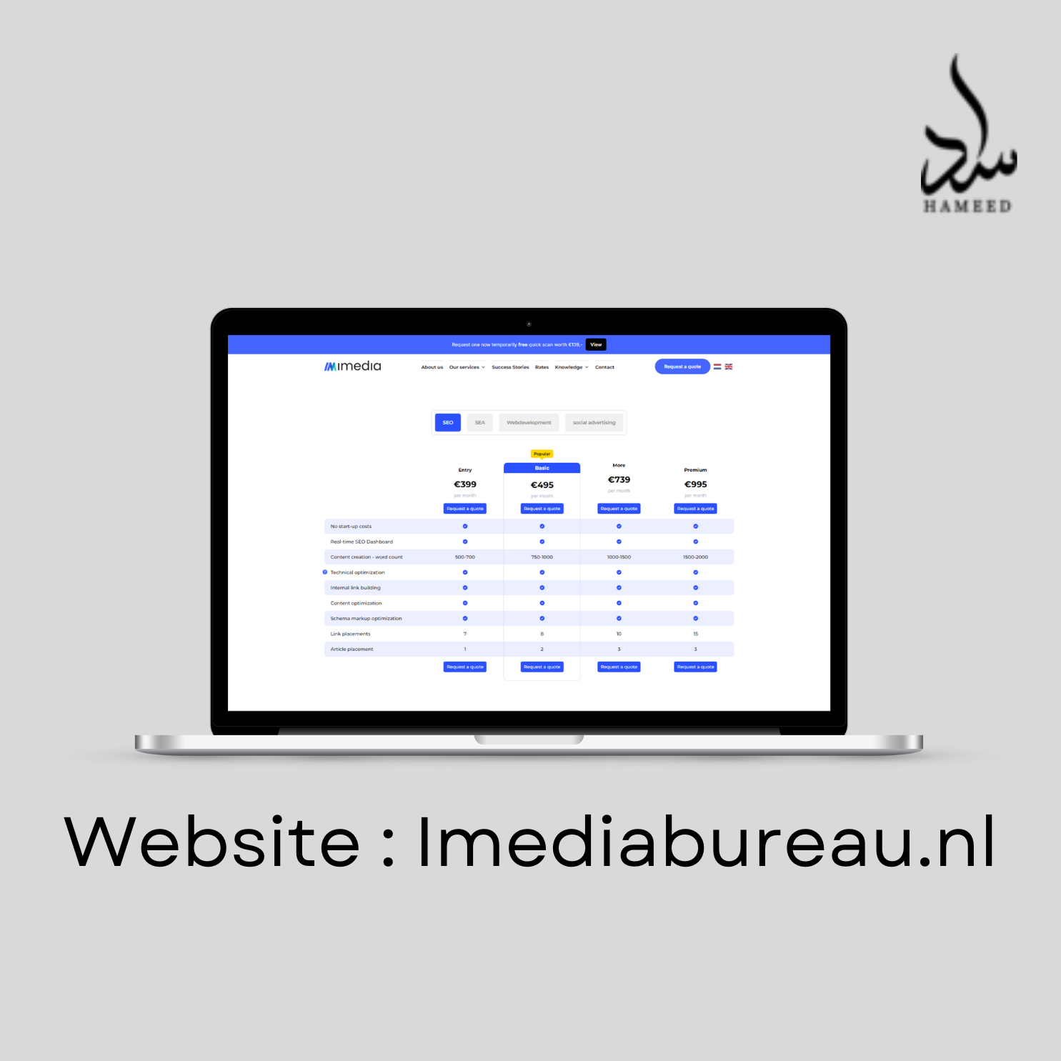 Imedia Bureau website built by Asad Hameed